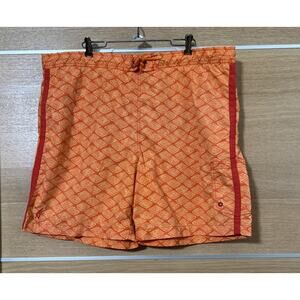 Nautica Swim Trunks Men Sz Large Orange Swimming Board Shorts w/side/key pockets